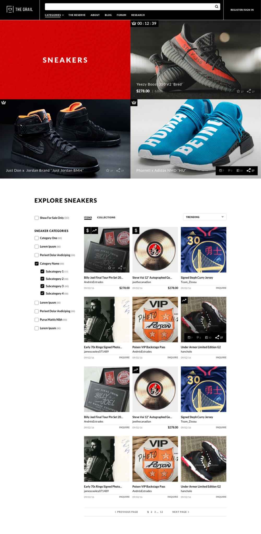 The Grail auction functionality