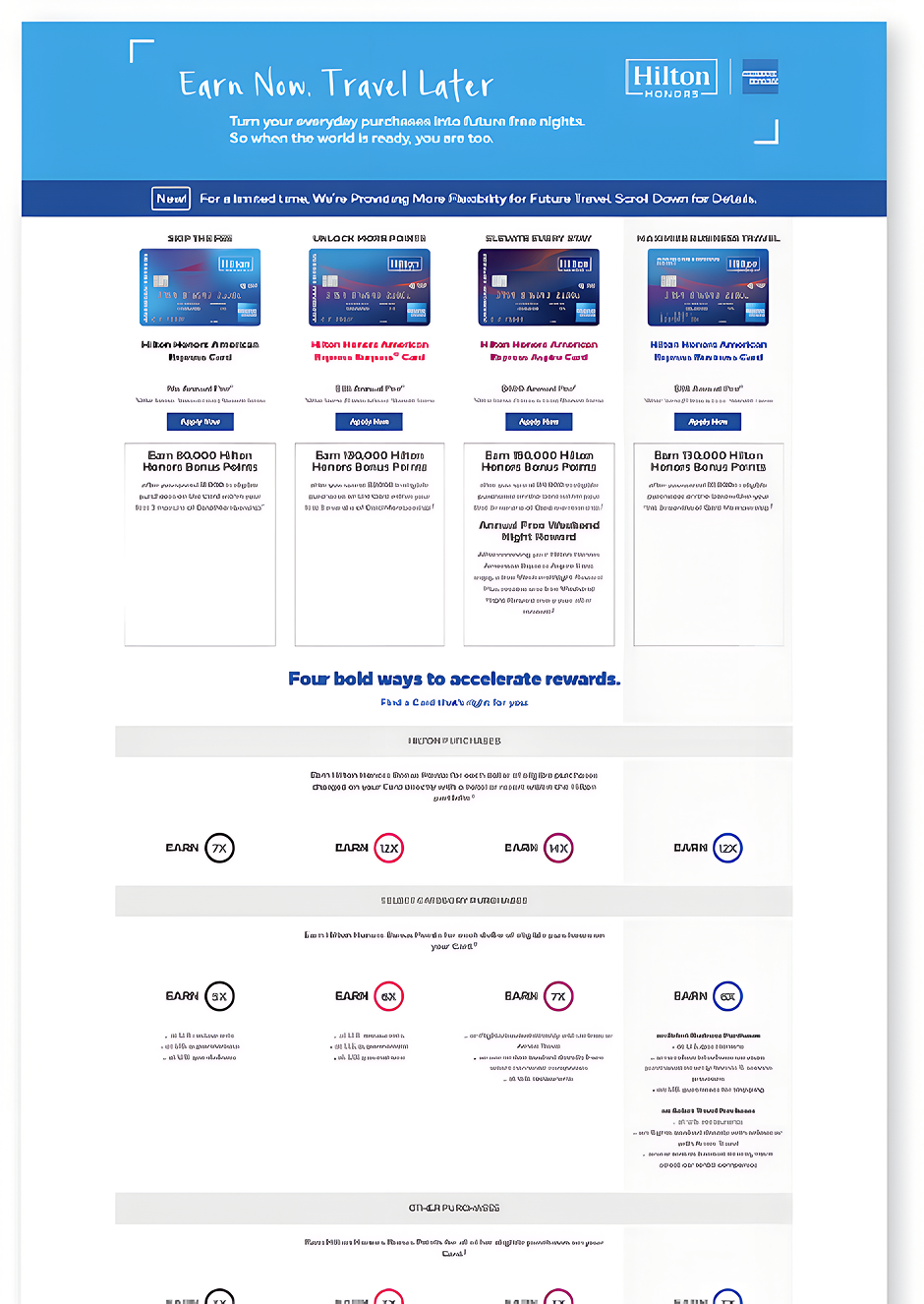 Hilton Honors landing page before redesign