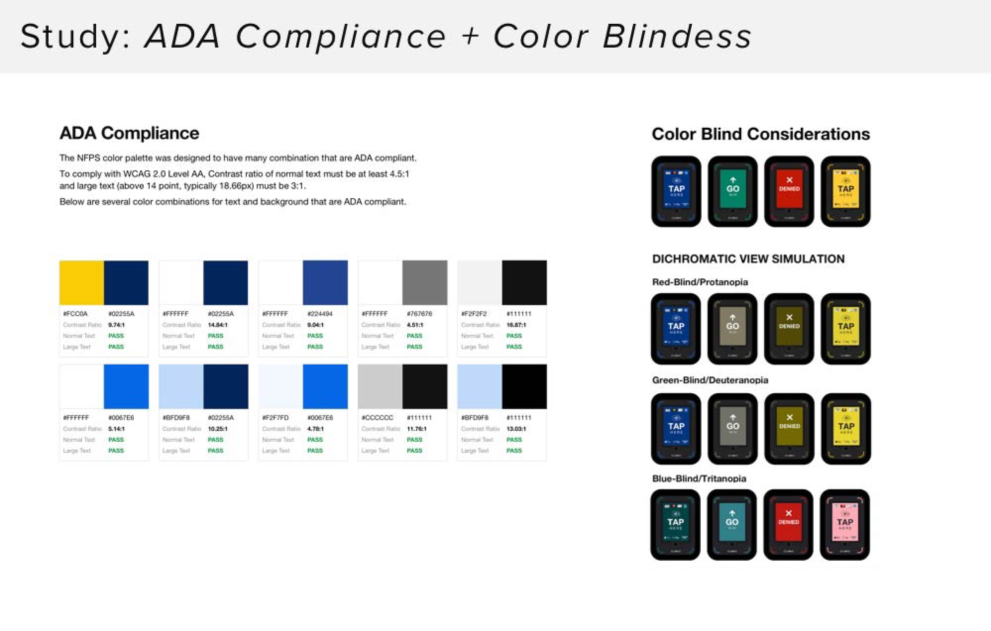 Accessibility and contrast studies